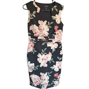 Consigned - Enfocus Studio Black and Pink Floral Mini Dress